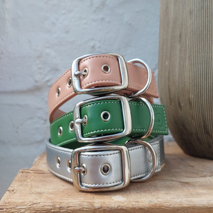 Silver Dog Collar (Vegan Apple Leather) – by Skylos Collective